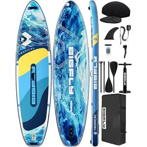Bigfly Inflatable Stand Up Paddle Board 11’*34”*6”, Blow Up Paddle Board for Adults,with Detachable Fins, Pump, Floating Paddle, Safety Leash,Backpack