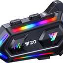 Y20 Motorcycle Helmet Headset with HiFi Sound,Noise Cancellation,RGB Lights Helmet Speakers Headphones with Mircrophone,25 Hours Battetry,Easy to Work with Golves,IPX6 Waterproof,Voice Assistant