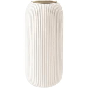 Ceramic Vase for Flowers  Modern Small Ribbed Textured Flower Vase for Home Decor, Pampas Grass, Decorative, Farmhouse, Coffee Table, Kitchen Centerpieces, Bookshelf and Home Living (XL White)