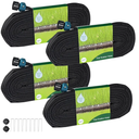 Hourleey Flat Soaker Hose 200 FT for Garden, 200' (50FT x 4) Linkable Consistent Drip Irrigation Hose, Leak-free Dual-layer Design Saving 80% Water Garden System Water Hose with Holes