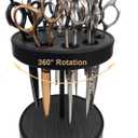 Rotating Hair Scissors Holder, Wooden Barber Scissors Storage Holder Salon Shears Holder Hair Stylist Scissors Container Hairdressing Tools Organizer Black