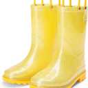 DREAM PAIRS Kids Rain Boots Glitter Boys Girls with Easy-on Handles Sparkly Waterproof Boots Outdoor Playing Rain Boots Unisex-Child (6 Toddler, Yellow)