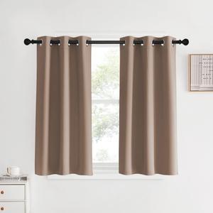 NICETOWN Blackout Small Curtains for Bedroom, W34 x L40, Set of 2, Cappuccino, Triple Weave Grommet Top Thermal Insulated Light Blocking Panels for Bathroom/Kitchen