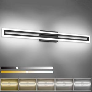 SOLFART 40 Inch LED Bathroom Light Matte Black Bathroom Vanity Light 5 Color Adjustable Light Fixtures for Bath Room Above Mirror 5CCT