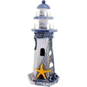 Starfish Wooden Lighthouse 10.6" High Nautical Themed Rooms Lighthouse