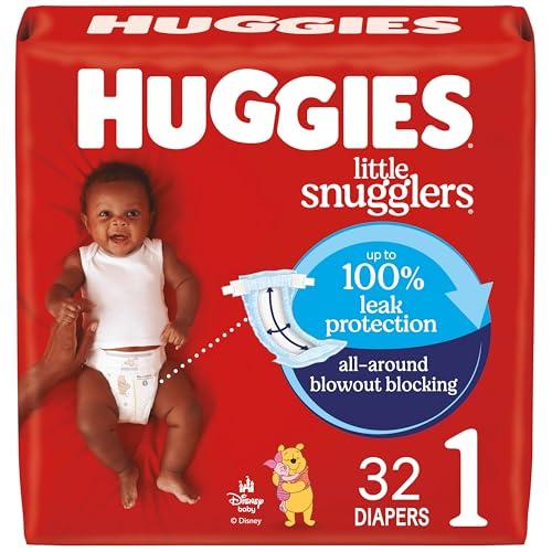 Huggies Size 1 Diapers, Little Snugglers Baby Diapers, Size 1 (8-14 lbs), 32 Count, 