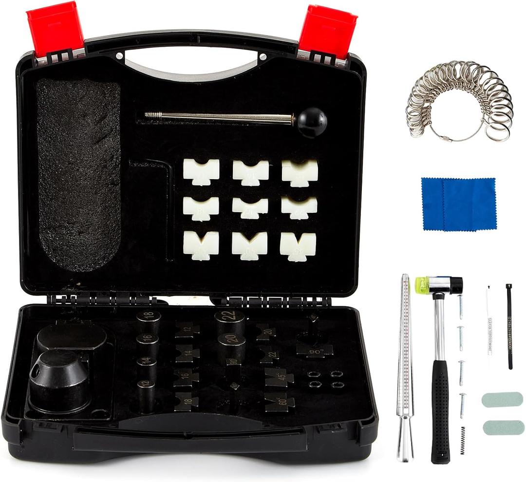 Goyappin Ring Bender Tool for Spoon Making Kit, Heavy Duty Bending Machine for Jewelry, Sizer Measuring Tool Set (Sizer, Mandrel), Rubber Hammer Goyappin Ring Bender Tool for Spoon Making Kit, Heavy Duty Bending Machine for Jewelry, Sizer Measuring Tool Set (Sizer, Mandrel), Rubber Hammer