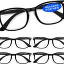 CCVOO 5 Pack Reading Glasses Blue Light Blocking Women/ Men, Anti UV Ray/ Glare Readers Fashion Eyeglasses with Spring Hinge (*Light Black, 1.50)