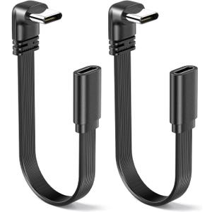 2Pack 90 degree TYPE-C Extension Cable Flat 8inch/20CM Short, Soft Right angle USB C to USB C Cable Fast Charging 66WNot compatible with 100W-240W cablesFor Cars, Tablets and Android Mobile phones