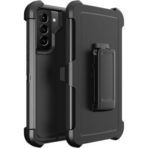 Defender Case for Samsung Galaxy S22 Plus, Heavy Duty Shockproof Dustproof 3 in 1 Rugged Protective Bumper Cover, Military Grade Drop Protective Phone Case (Black)