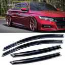 Rain Guards Ventvisor Compatible with 2018-2021 Honda Accord 10th Gen Outside Mount Tape-on Window Visor Side Window Deflector JDM 3D Wavy Style Wind Deflector Dark Smoke(Tape on)