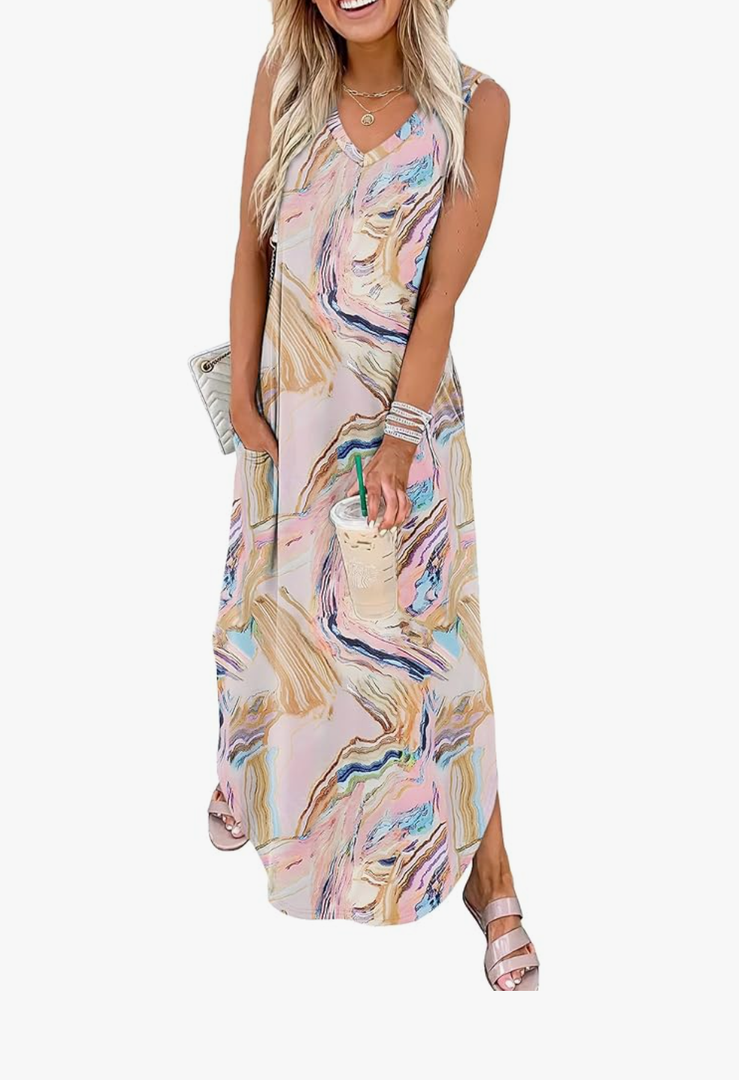 SAMPEEL Summer Dresses Maxi Dress Vacation Beach Sundresses 2025 with Pockets, XXL