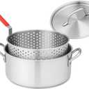 10QT Aluminum Fish Fryer Pot with Basket and Lid-Deep Fry Pot for Fish, Chicken, French Fries