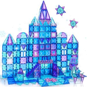 130PCS Magnetic Tiles, 3D Diamond Magnetic Blocks, Magnet Tiles for Kids Age 3-5 4-8 8-12, STEM Sensory Educational Magnet Toys for Kids Girls Boys Birthday Xmas Gifts