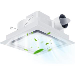 12" Ultra Quiet Bathroom Exhaust Fan with Dimmable LED Light, 1.0 Sone 120 CFM, 10x10 Mount, 1500 LM Ceiling Ventilation Fan, Energy Efficient
