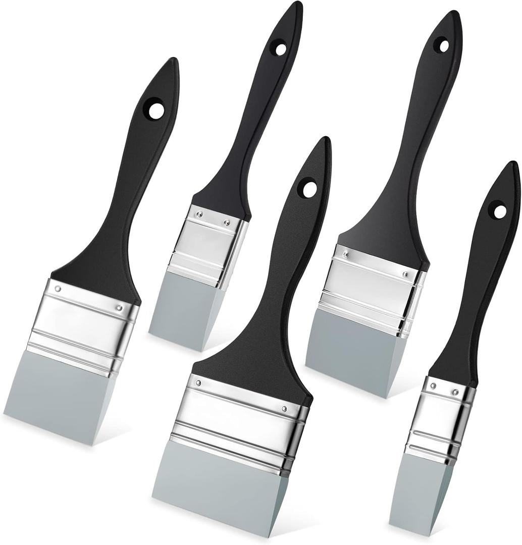 5 Pieces Silicone Paint Brush Set Color Shaper Tool Silicone Brushes Pointed Edged Solid Flat Flexible Acrylic and Water Based Painting Tool, 1 Inch, 1.5 Inch, 2 Inch, 2.5 Inch, 3 Inch