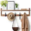 Tatub 29'' Coat Rack Wall Mount with Shelf, Wood Wall Hooks with Storage, Entryway Shelf with 5 Hangers for Bathroom, Living Room, Bedroom, Rustic Brown