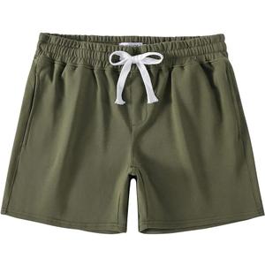 NIMENJOJA Mens 5.5" Athletic Gym Shorts Cotton Jogger Workout Lounge Jersey Zipper Pocket Sweat Shorts (Medium, Olive)