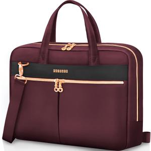 Ferkurn Laptop Bag Case Women Men Computer Bag Compatible with MacBook/HP/LG/Dell, Shoulder Strap Slim Carrying Messenger Briefcase, Wine Red, 17-17.3 Inch