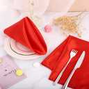 Aneco 16 Pack Square Satin Napkin Bright Silk Table Napkin Soft Smooth Fabric Table Napkin for Wedding Banquet Party Decoration, Red, 17 x 17 Inch