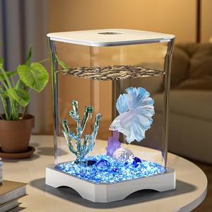 Betta Fish Tank Small Fish Aquarium, Complete Kit with Filter, Ideal for Home and Office Desk, Perfect for Goldfish and Decorative
