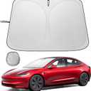 Car Windshield Sunshade for Tesla Model 3/Y Customized, Tesla Model 3/Y Accessories 2025 Foldable Front Window Sunshade, Upgraded UV Protection Fabric