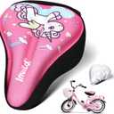 Girls Gel Bike Seat Cushion Cover 8 x 5.7 Inch Adjustable Small Bicycle Saddle Pad with Water Dust Resistant Cover Breathable Foam Anti Slip Sports Protection Bicycle Cushion for Cycling