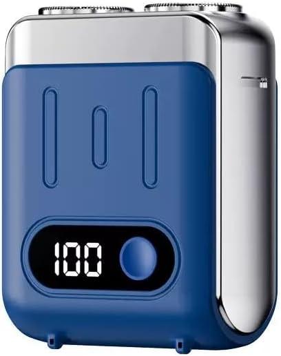 Mini Electric Shaver for Men: USB C Fast Charge Portable Electric Razor with LED Display - IPX8 Waterproof Wet and Dry Travel Small Shavers Dual Head Pocket Shaver for Beard Face (Blue)