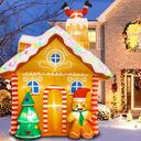 GUDELAK 10FT Christmas Inflatables Outdoor Decorations, Inflatable Gingerbread House Decoration with LED Colored Lights, Inflatable Christmas Decorations Outdoor for Yard Lawn Garden