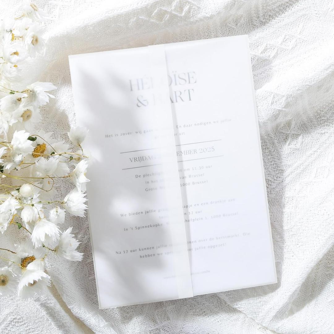 UNIQOOO 120 Pack Pre-Folded Vellum Jackets for 5x7 Invitations, Elegant Semi-Transparent Vellum Paper, 115GSM Wedding Invitation Accessories, for Envelope Liners 5x7 Inserts