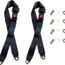 2 Pack Golf Cart Seat Belt Pads Set, 2-Point Universal Adjustable Laps Strap Replacement Kit, Compatible with EZGO, Yamaha, Club Car, Golf Carts Go Kart Front/Rear Modification Accessories (Black)