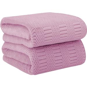 JML Microfiber Bath Towels, Large Bathroom Towel 2 Pack (30" x 60"), Oversized, Soft, Super Absorbent and Fast Drying, Multipurpose Use for Sport, Fitness, Yoga, Diamond Cross Grid Purple