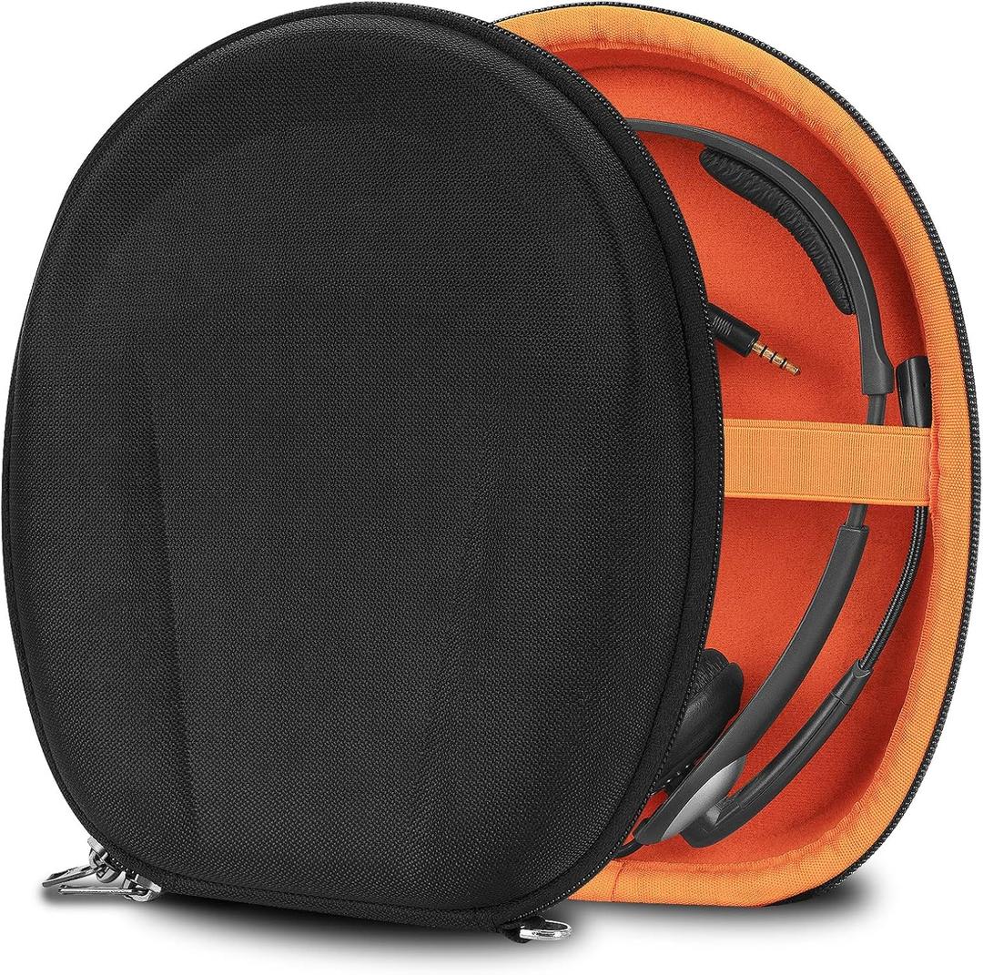 Geekria Shield Case Compatible with VXI BlueParrott B350-XT, B450-XT, Sennheiser PC8 and More, Truck Driver or Call Center Headphones, Travel Carry Bag with Cable Storage Hard Shell (Black