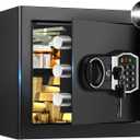 1.3 Cub Small Fireproof Safe for Home, Security Anti-Theft Fire Proof Safe Box with Spare Keys, Programmable Keypad and Alarm System, Digital Fireproof and Waterproof Safes for Document Money Medicine