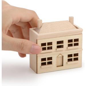 Miniature Cottage Dollhouse Furniture 1:12 Scale Villa House Natural Wood Tiny House Models Ornaments Wooden Vintage Mini House Accessory