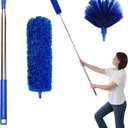 Cobweb Dusters with Extension Pole 100-inch, Spider Web Brush & Ceiling Cleaning Kit, Washable Cleaning Duster Kit with 2 Duster Heads, Cobweb Duster, Corner Brush for Ceiling Fan, Furniture, Home