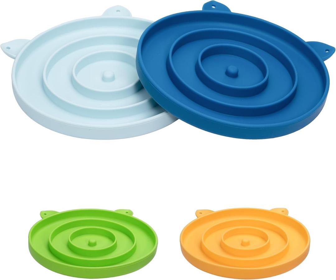Silicone Slow Dog Bowl Feeder - Dog Slow Feeder Dry Wet Food for Healthy Eating - Easy to Clean (LightBlue and DarkBlue)