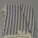 meioro Rectangle Striped Tassels Tablecloth Cotton Blend Stain and Wrinkle Resistant Washable SquareTable Cloth Cover for Indoor or Outdoor Events & Parties(Blue& White 55x55 Inch)