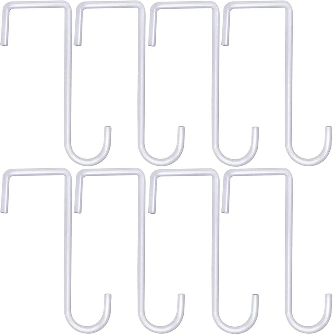 Gutapo 8 Pack White Vinyl Fence Hooks, 3 x 8 inch Pergola Patio Hooks Hangers for Hanging Plants, Planters, Bird Feeders, Lights, Lanterns, Tools