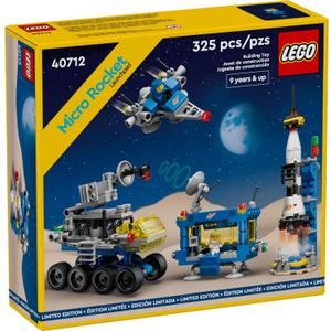 LEGO 40712 Micro Rocket Launchpad: 325 Pieces - Nostalgic Space Toy Set for Adults and Kids 9+, Inspired by Classic Space Sets from The 70s and 80s, Includes Rocket, Space Station, and Characters