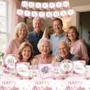 DWEARY floral 80th birthday decorations for women - 20 Guests - happy 80th party plates and napkins with birthday card - flower rose gold 80 year old decor supplies