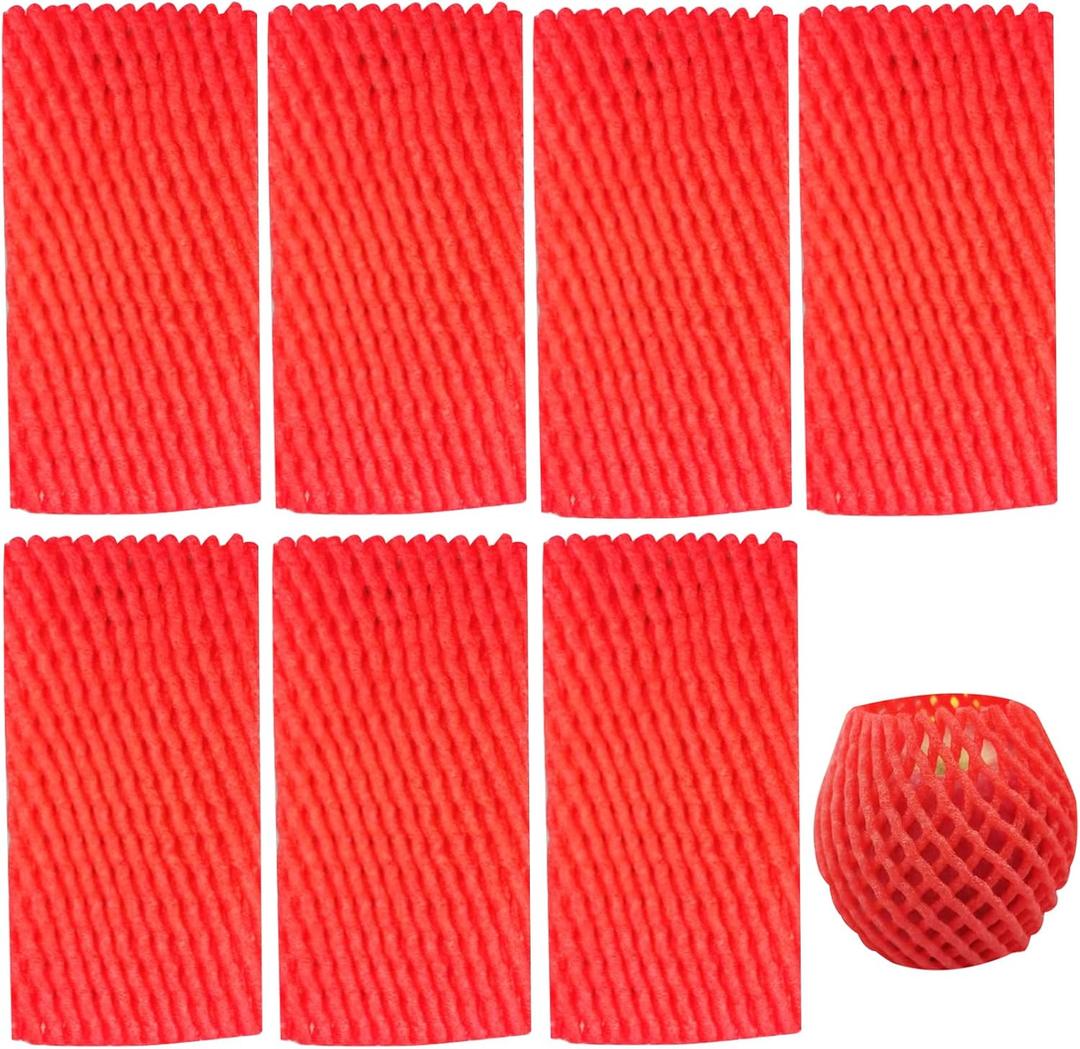 50 Pieces Fruit Protection Bags Foam Mesh Keep Safe Mesh Sleeves for Large Supermarkets, Fruit Shops (Red-10x6cm)