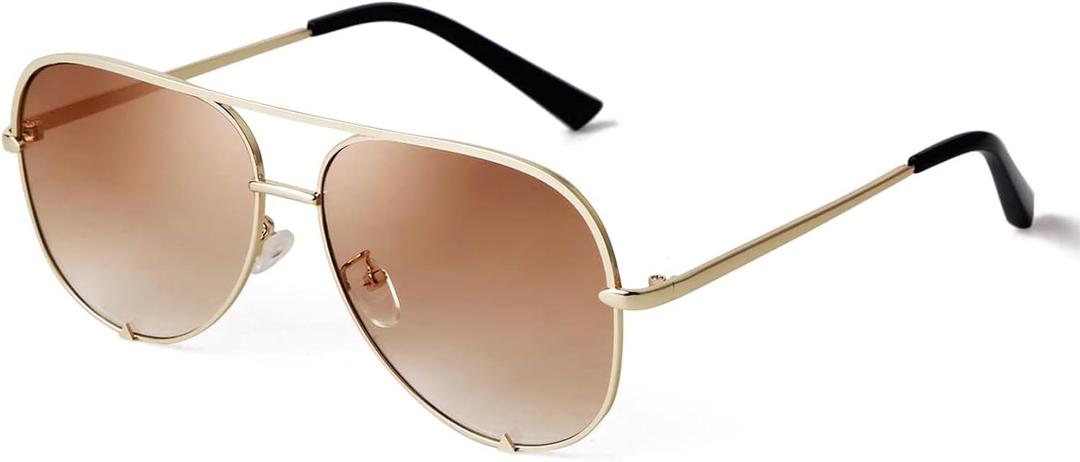 SORVINO Oversized Aviator Sunglasses for Women Men Trendy Retro Bulk Shade Black Faded Sun Glasses Classic UV Protection (Gold Frame/Brown Faded Lens)