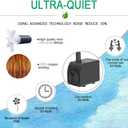 Knifel Submersible Pump 300GPH Ultra Quiet with Over Heating Protection 6ft High Lift for Fountains, Hydroponics, Ponds, Aquariums & More