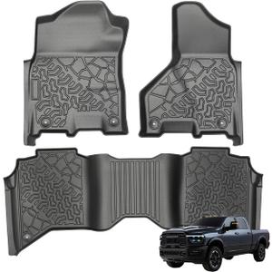 Car Floor Mats for Dodge Ram 2500 Crew Cab (2019-2025) Interior Liners Waterproof Accessories | TPE Heavy-Duty All-Weather Protection | for Modern Work & Premium Lifestyle |3-Piece Set