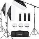 Andoer Softbox Photography Lighting Kit Professional Studio Equipment with 20"x28" Softbox, 2800-5700K 85W Bi-Color Temperature Bulb with Remote, Light Stand, Boom Arm for Portrait Product Shooting