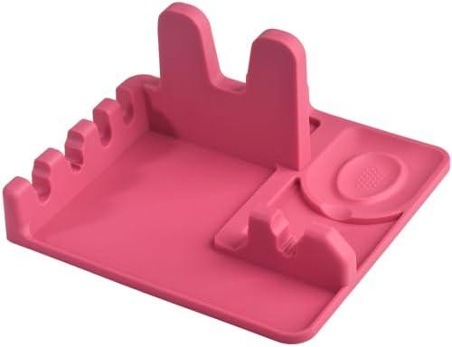 Cozihom Silicone Spoon Rest and Pot Lid Holder Stand for Kitchen Counter Top, Ladle/Spatula/Spoon/Tongs Holder, Food Grade Silicone, Heat Resistant, Anti-slip BPA-Free, Red