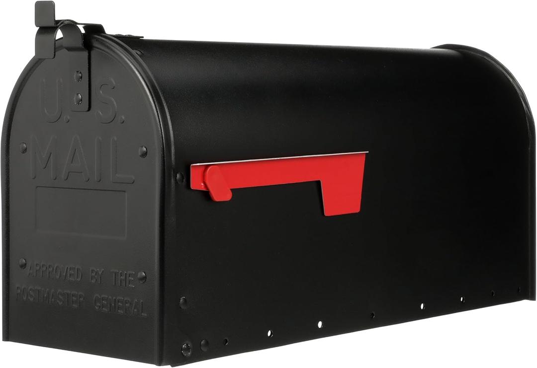 Architectural Mailboxes Admiral Rust-Proof Aluminum Metal Post Mounted Mail Box for Outside, Black, Large Curbside Mailbox, USPS Approved for Residential Delivery