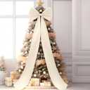 Giant Bow Decor Christmas Tree Topper Decoration Big Bows for Room Wall Backdrop 75x18 Inch Ribbon Tie for Wedding Christmas Fall Birthday Party Baby Shower Supplies(Cream White,Satin)