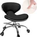 Pedicure Chair for Nail Tech,Adjustable Height, Hourglass Type Ergonomic Back Support Rolling Swivel Stool,Perfect for Massage and Salon Office Facial Spa Medical Tatoo (Black)